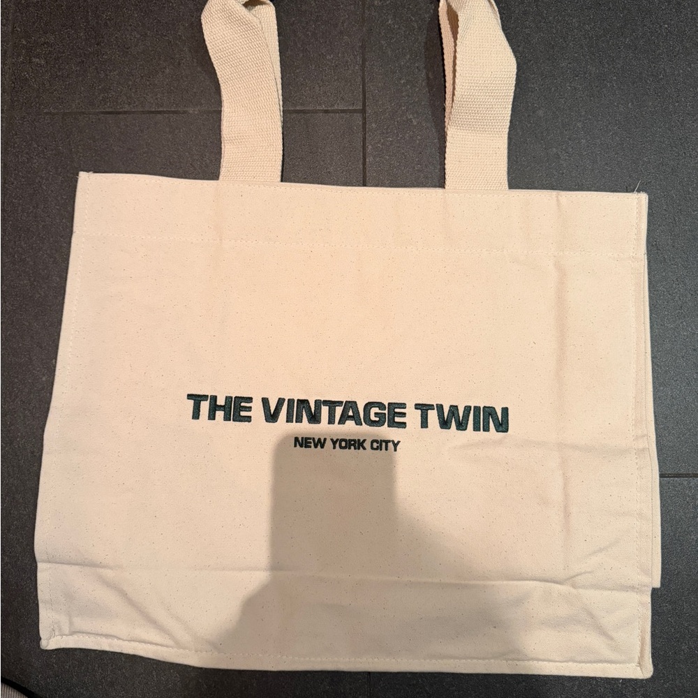 The Vintage Twin NYC Cream Canvas Tote embroidered collectible